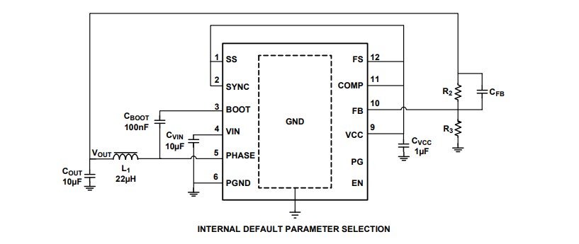 应用电路图 - Renesas Electronics ISL854102同步降压稳压器